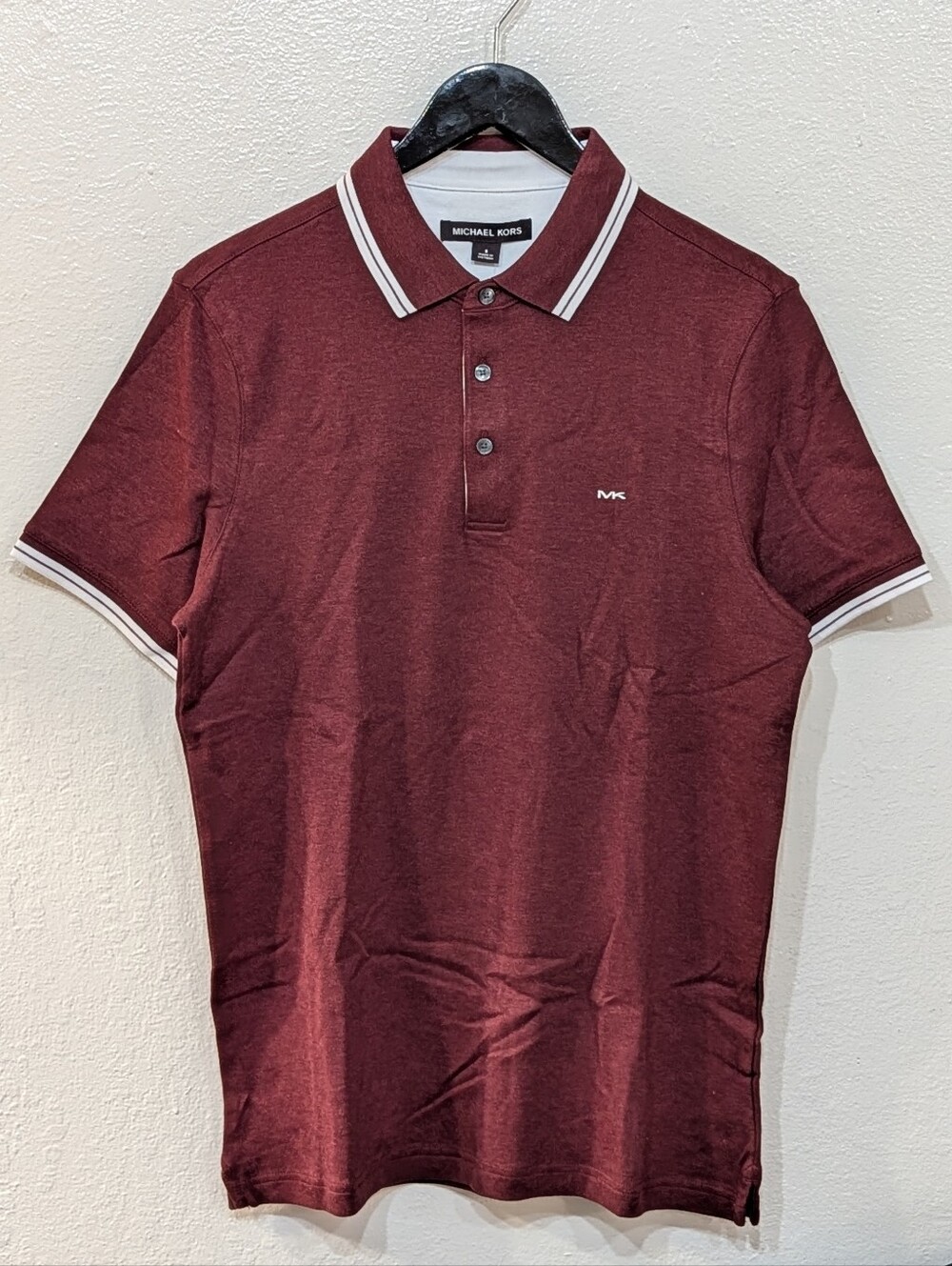 Michael Kors Men's Burgundy Polo with White Trim